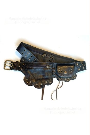 Geantă de talie retro pentru adulți, corp din cauciuc, curea de talie reglabilă, închidere cu fermoar și nasture