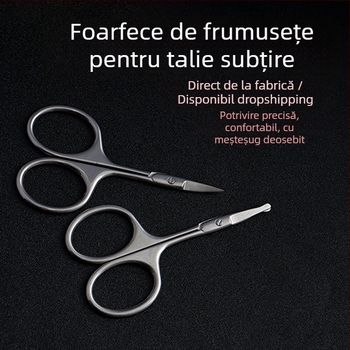Foarfece din oțel inoxidabil pentru sprâncene și păr de nas, cu vârf rotund de siguranță și vârf ascuțit
