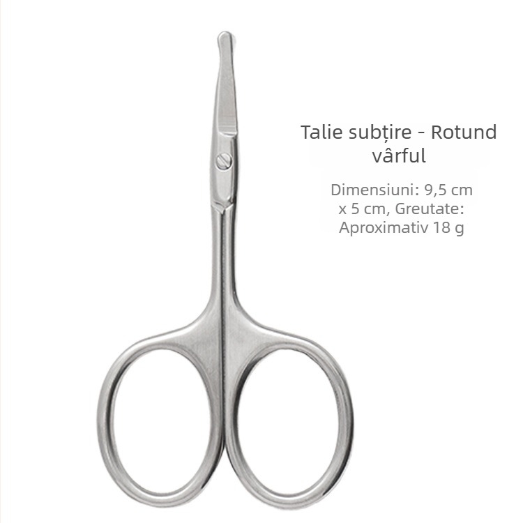 Foarfece din oțel inoxidabil pentru sprâncene și păr de nas, cu vârf rotund de siguranță și vârf ascuțit