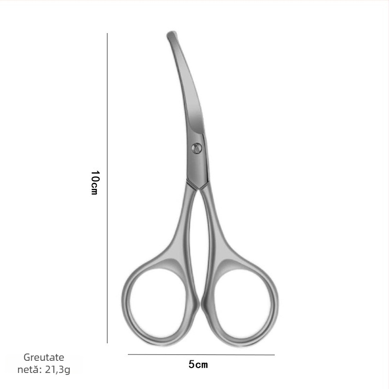 Set de foarfece de frumusețe din oțel inoxidabil — cap rotund pentru fire nazale, foarfecă pentru barbă, foarfecă pentru sprâncene, foarfecă de machiaj