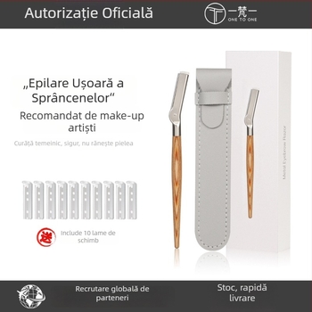 Yifan One Trimmer pentru sprâncene cu mâner din lemn, lamă din oțel, marcă privată autorizată