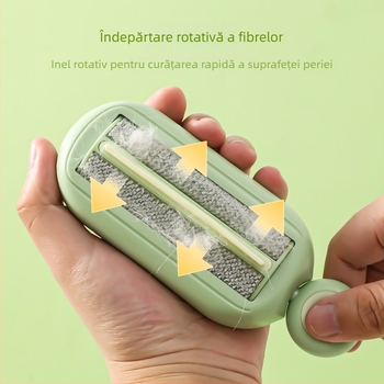 Perie pentru păr de animale de companie – role rotativ, Material ABS, Pieptăn curbat, Design portabil, Potrivit pentru pisici cu păr lung