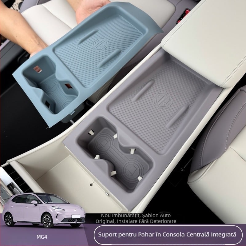 MG4 Kit interior de modificare: capac de protecție pentru suportul de pahare cu încărcare wireless, plăcuță din silicon integrată pentru consola centrală, TPES material