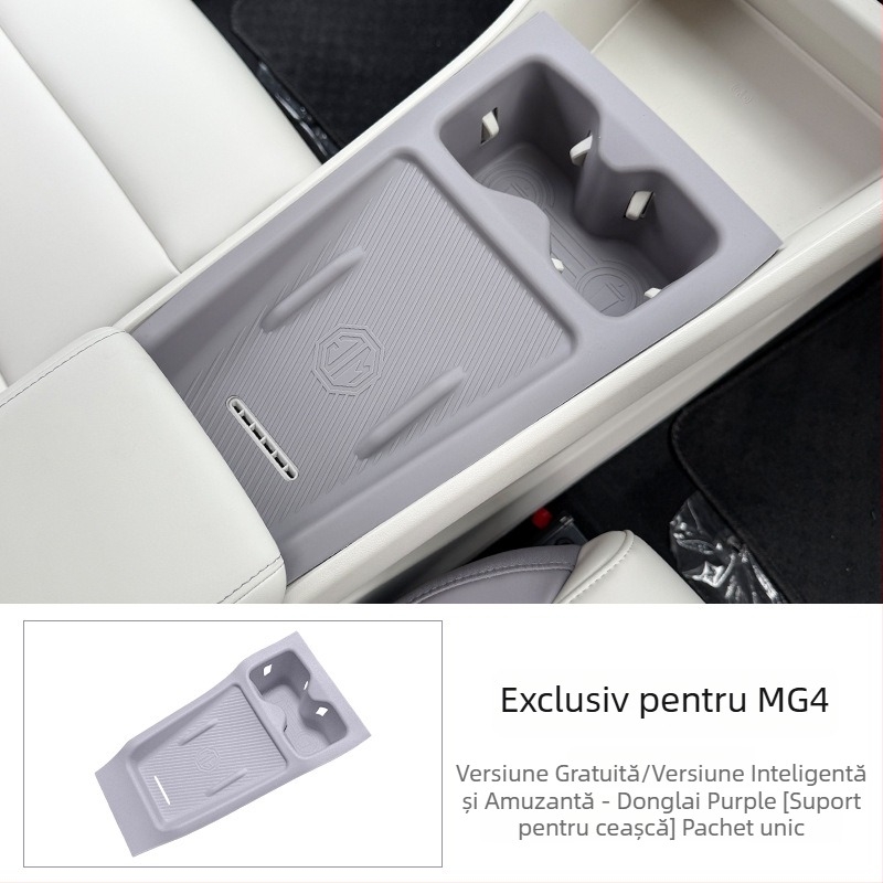 MG4 Kit interior de modificare: capac de protecție pentru suportul de pahare cu încărcare wireless, plăcuță din silicon integrată pentru consola centrală, TPES material