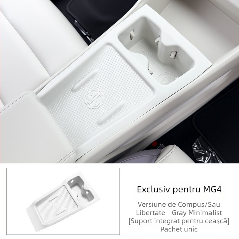 MG4 Kit interior de modificare: capac de protecție pentru suportul de pahare cu încărcare wireless, plăcuță din silicon integrată pentru consola centrală, TPES material