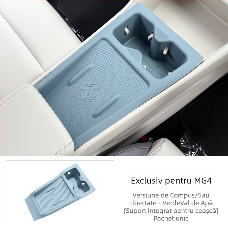 MG4 Kit interior de modificare: capac de protecție pentru suportul de pahare cu încărcare wireless, plăcuță din silicon integrată pentru consola centrală, TPES material