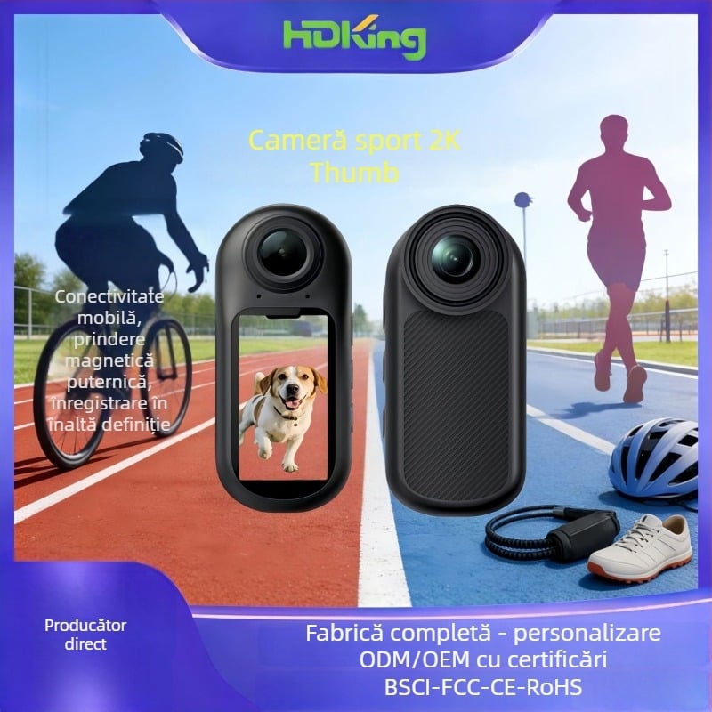 Cameră de acțiune sport 4K, fără ecran LCD, stocare TF, corp ABS, 35 g, o singură cameră