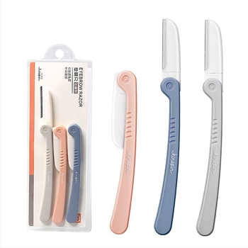 Trimmer pliabil pentru sprâncene, set portabil pentru începători, lamă din oțel inoxidabil, pachet de 3