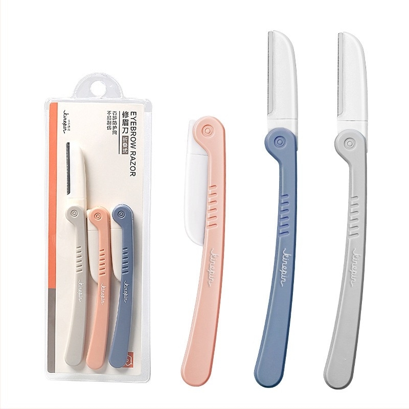 Trimmer pliabil pentru sprâncene, set portabil pentru începători, lamă din oțel inoxidabil, pachet de 3