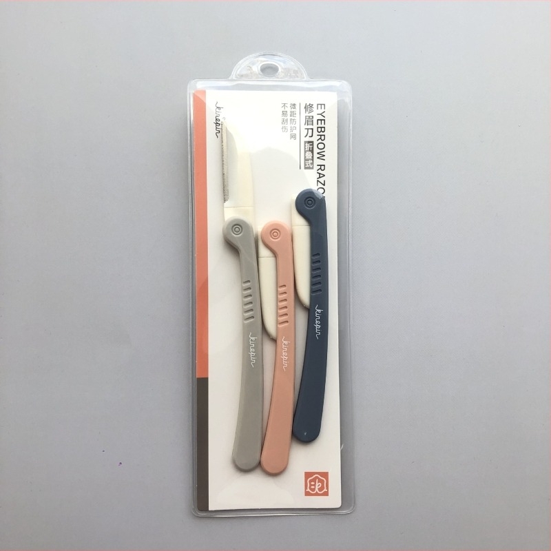 Trimmer pliabil pentru sprâncene, set portabil pentru începători, lamă din oțel inoxidabil, pachet de 3