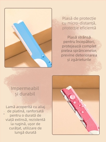 Cuțit pentru sprânene din oțel inoxidabil, protecție cu plasă, instrument de înfrumusețare pentru începători