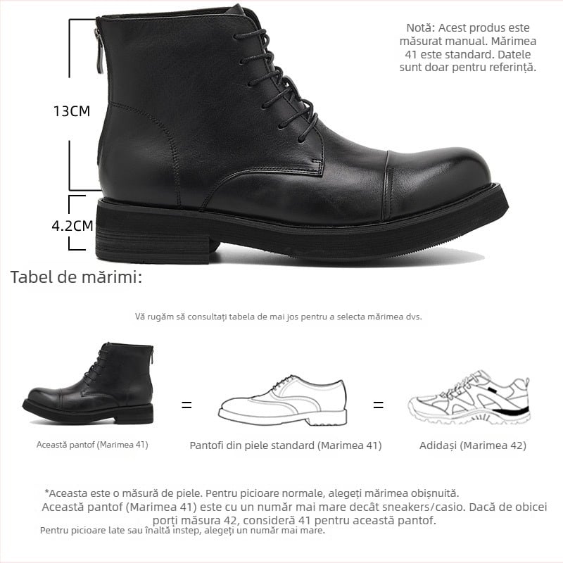 Ghete Chelsea pentru bărbați, din piele de vită top-grain, înălțime medie a gambelor, fermoar pe spate, vârf rotund, talpă compozită