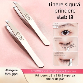 Clip pentru sprâncene din oțel inoxidabil, cu priză anti-derapantă și vârfuri plate oblice — Gecomo/Gemeng, origine Guangzhou