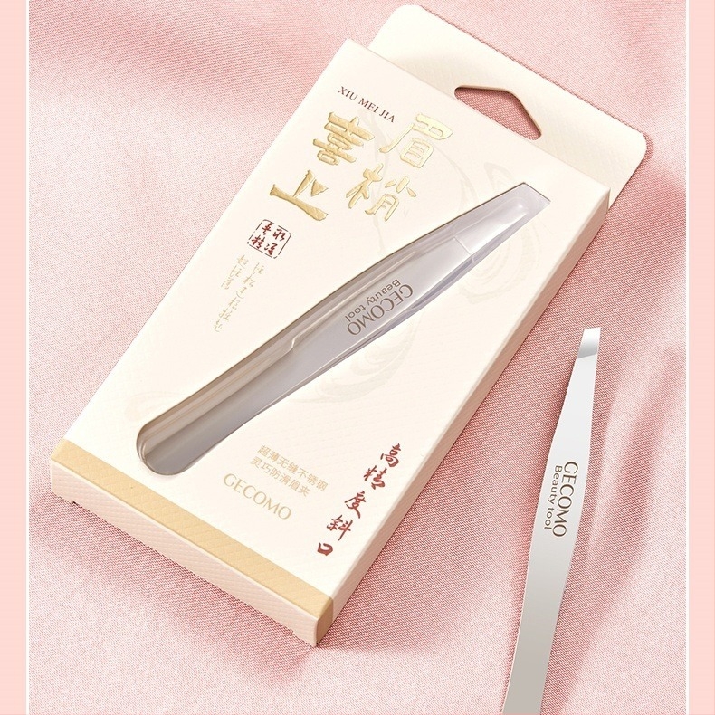 Clip pentru sprâncene din oțel inoxidabil, cu priză anti-derapantă și vârfuri plate oblice — Gecomo/Gemeng, origine Guangzhou