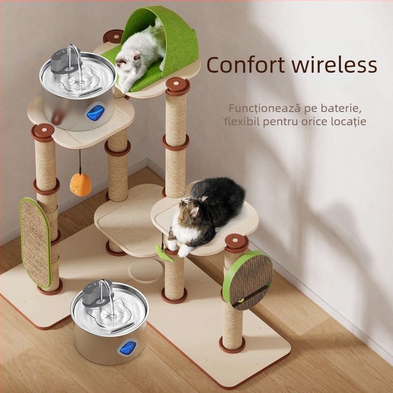 Dispenser inteligent de apă pentru animale din oțel inoxidabil cu senzor Ty10 – cu aplicație, detașabil, pentru câini și pisici