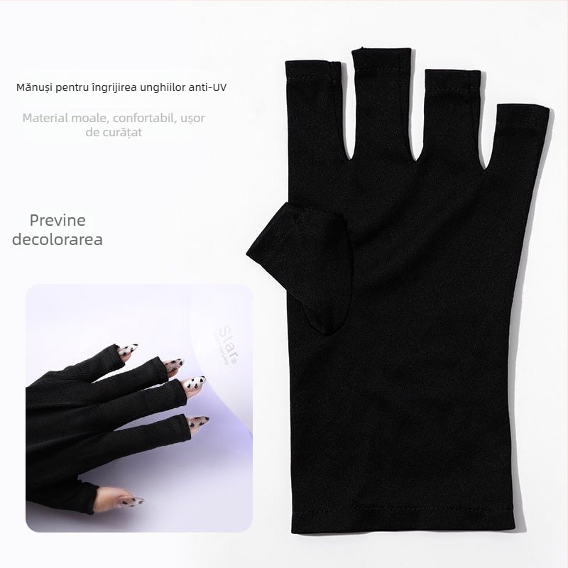 Mănuși de manichiură fără degete din cauciuc, protecție UV, pentru lampa de uscare a unghiilor, un singur exemplar