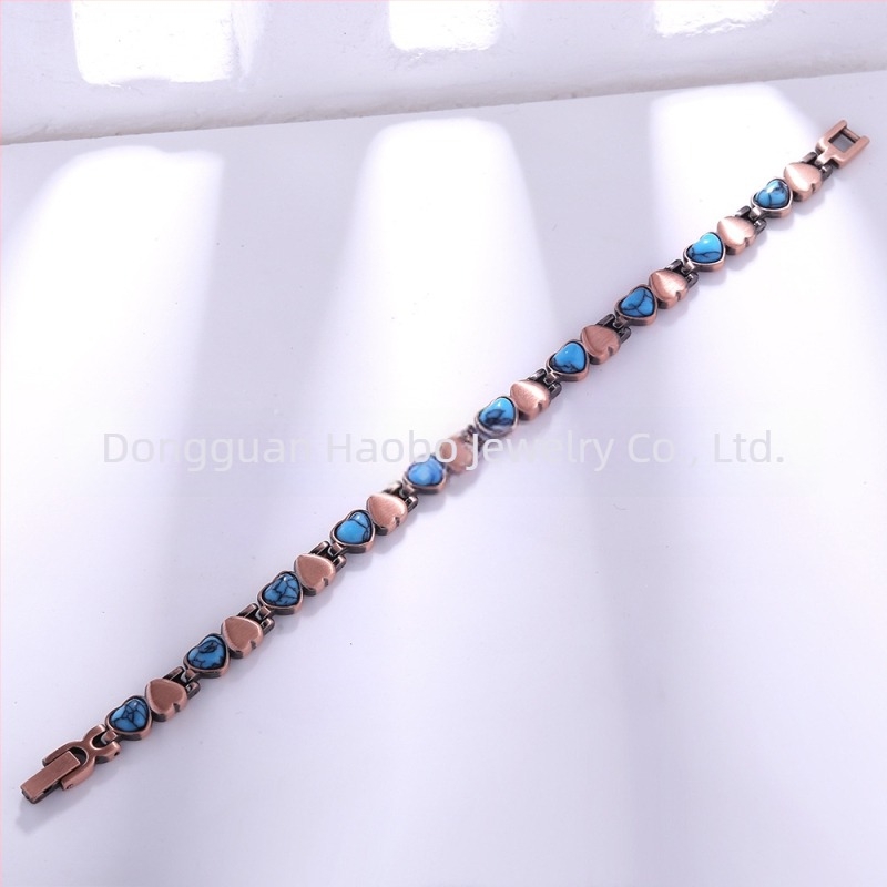 Brățară magnetică pentru femei, în formă de inimă, din aliaj, electroplatinată, stil personalizat