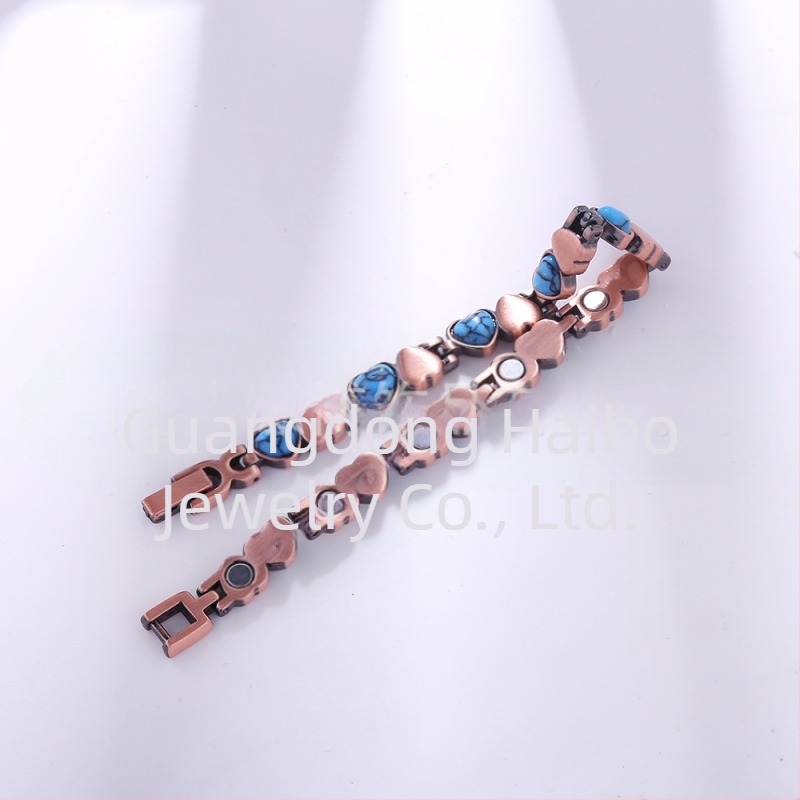 Brățară magnetică pentru femei, în formă de inimă, din aliaj, electroplatinată, stil personalizat