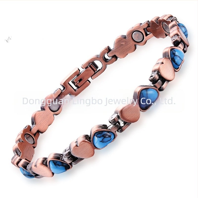 Brățară magnetică pentru femei, în formă de inimă, din aliaj, electroplatinată, stil personalizat