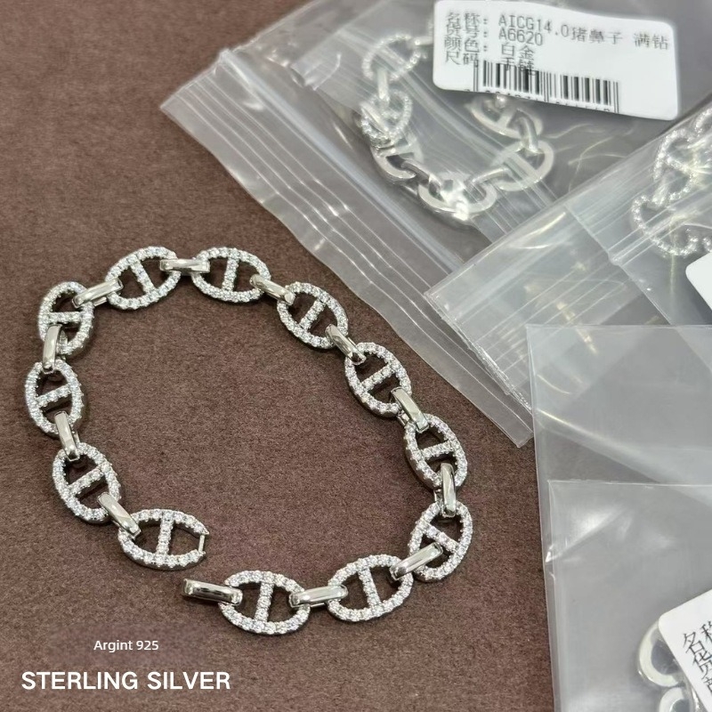 Brățară din argint sterling 925 pentru femei — formă geometrică, stil zână, placare electrolitică