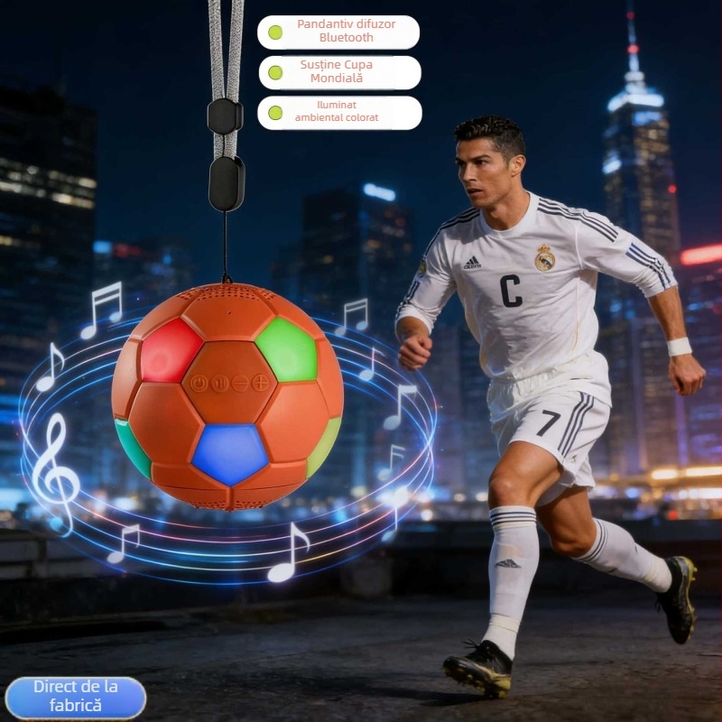 Difuzor Bluetooth rotund cu iluminare RGB, design portabil de birou pentru exterior; Bluetooth 5.3, 5W, baterie încorporată 1200–2000 mAh, sunet 360°