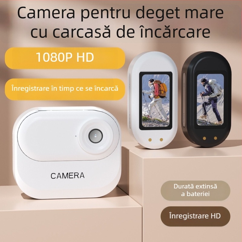 Cameră pentru deget sport cu încărcare magnetică, înregistrare HD în timpul mersului, stocare TF card, ecran LCD de 1 inch