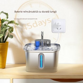 Dispenser de apă inteligent din oțel inoxidabil pentru animale de companie, cu senzor infraroșu, alimentator automat pentru pisici și câini, detașabil