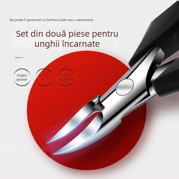 Set de instrumente pentru unghii pentru unghii încarnate, cu clește cioc de vultur și foarfecă, din plastic, deschidere înclinată