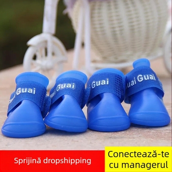 Pantofi de ploaie pentru câini – cauciuc, impermeabili și rezistenți la uzură (Material: Cauciuc; Funcții: Impermeabil, Rezistent la uzură; Potrivit pentru: Câini)