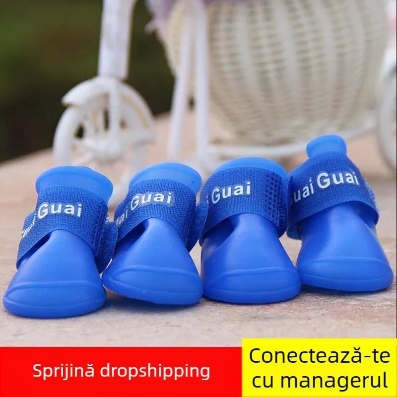 Pantofi de ploaie pentru câini – cauciuc, impermeabili și rezistenți la uzură (Material: Cauciuc; Funcții: Impermeabil, Rezistent la uzură; Potrivit pentru: Câini)