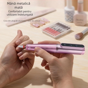 Grinder portabil pentru unghii, îndepărtarea pielii moarte, design stil pix, corp din plastic și oțel inoxidabil, baterie 1200mAh