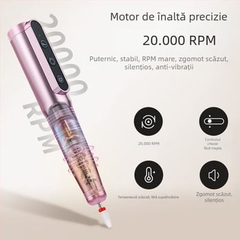 Grinder portabil pentru unghii, îndepărtarea pielii moarte, design stil pix, corp din plastic și oțel inoxidabil, baterie 1200mAh
