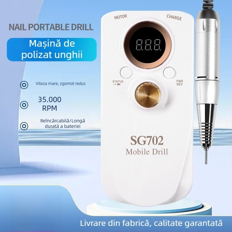 Freza pentru unghii de înaltă viteză, instrument profesional pentru eliminarea pielii moarte și lustruire, 35000 rpm, corp din plastic și oțel inoxidabil, 20 bucăți per cutie