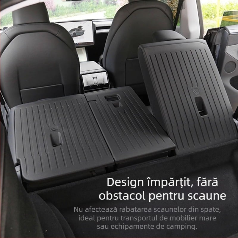 Covorașe portbagaj Tesla Model Y – față și spate, TPE, montaj cu adeziv