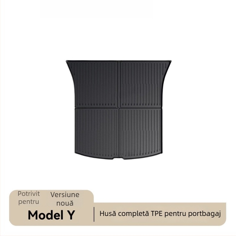 Covorașe portbagaj Tesla Model Y – față și spate, TPE, montaj cu adeziv