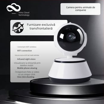 Cameră de securitate wireless inteligentă cu rotație de 360°, utilizare în interior/exterior, viziune de noapte HD, acces de la distanță