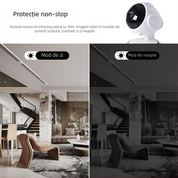 Cameră de securitate wireless inteligentă cu rotație de 360°, utilizare în interior/exterior, viziune de noapte HD, acces de la distanță