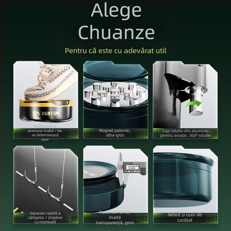 Kawazawa Tavă Magnetică cu Două Funcții pentru Momeli, cu Bazin Deschis – Plastic, Accesorii de Pescuit