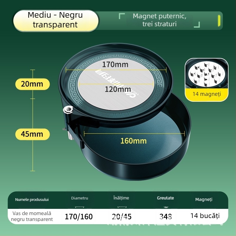 Kawazawa Tavă Magnetică cu Două Funcții pentru Momeli, cu Bazin Deschis – Plastic, Accesorii de Pescuit