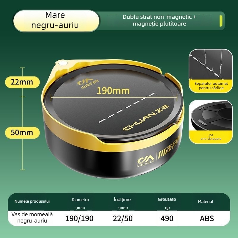 Kawazawa Tavă Magnetică cu Două Funcții pentru Momeli, cu Bazin Deschis – Plastic, Accesorii de Pescuit