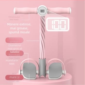 Dispozitiv de asistență pentru abdomene cu tensiune prin pedală și funcție de numărare, sistem cu șase șnururi pentru uz casnic