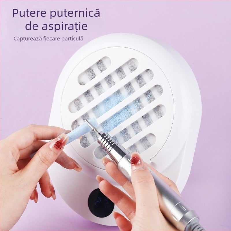 Aspirator pentru praf de manichiură, cu aspirație puternică și funcționare silențioasă — Conținut net: 1400 g; Material: Plastic