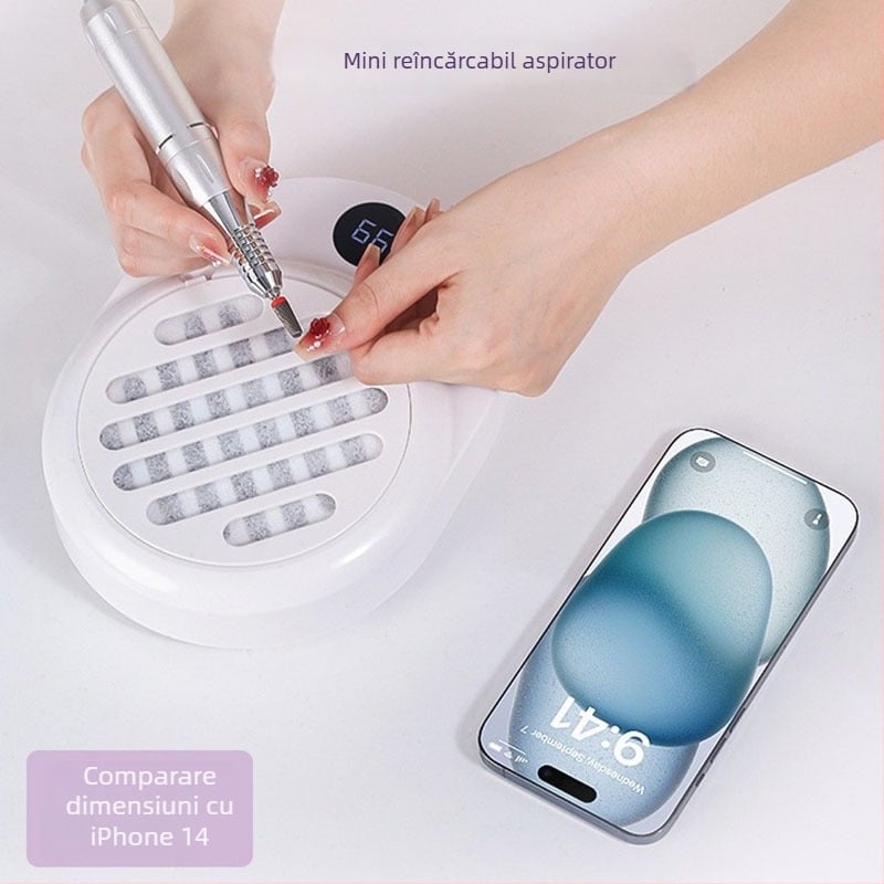 Aspirator pentru praf de manichiură, cu aspirație puternică și funcționare silențioasă — Conținut net: 1400 g; Material: Plastic