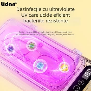 Lidan T-90 aparat multifuncțional de curățare cu ultrasunete pentru unelte de manichiură, cu curățare cu ultrasunete la înaltă frecvență și cutie UV dezinfectare
