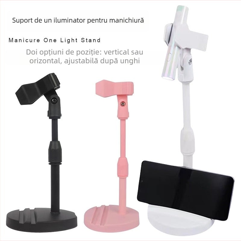 Lampă manuală pentru unghii cu suport cu două sloturi pentru carduri și clips pentru stickerele de unghii — 1 bucată