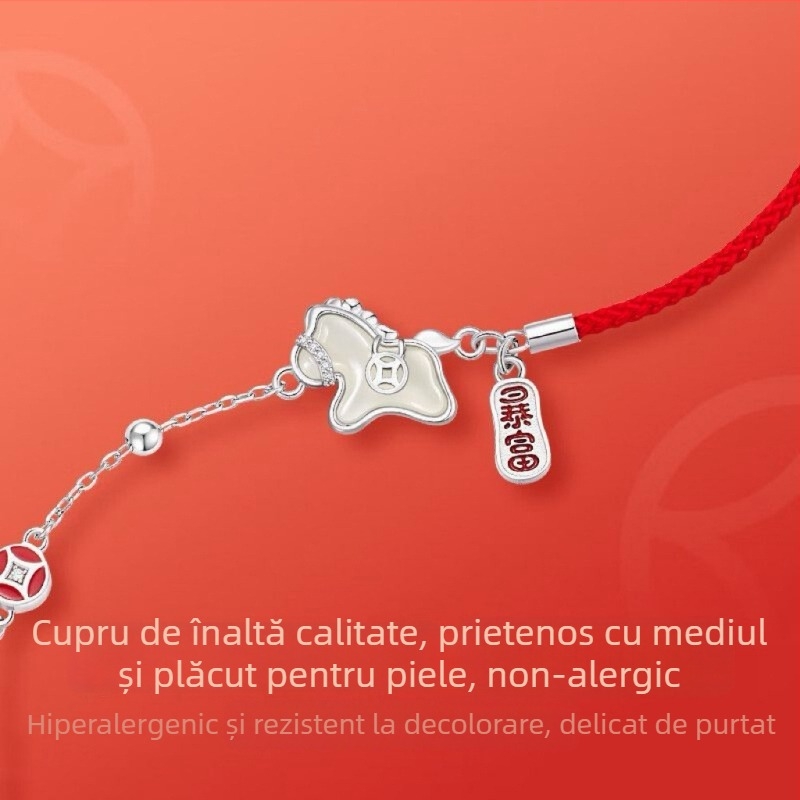 Brățară pentru femei cu motiv animal zodiac, din cupru ecologic, placare electrochimică, model SL008