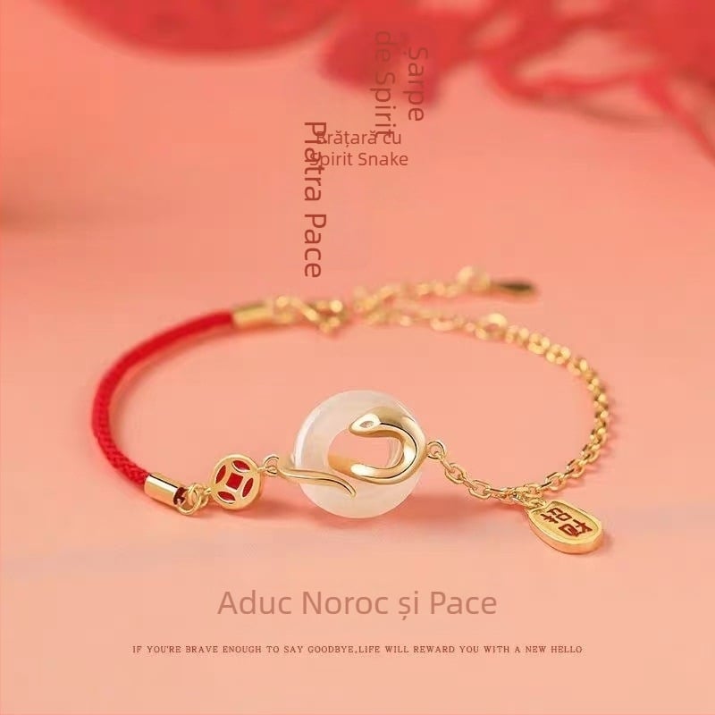 Yuexin Ornament brățară din cupru ecologic cu placare electro, motiv șarpe zodiac, accesoriu pentru mână feminin