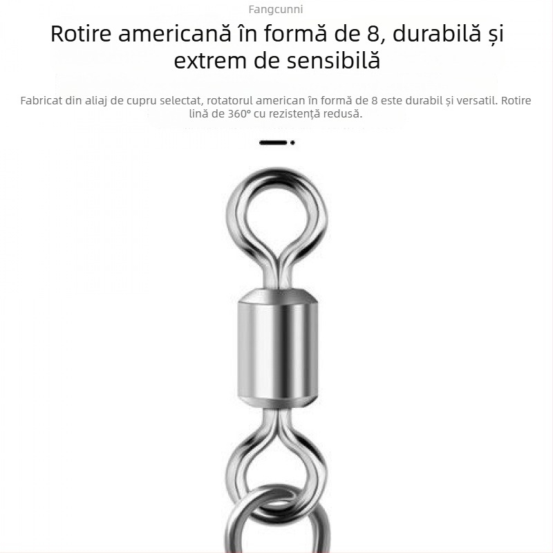 Conector inel în formă de 8 pentru pescuit – rotativ, mecanism de deschidere rapid; material: Diving fabric; marcă: Other