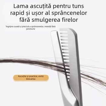 Foarfec pentru sprâncene cu pieptene — două într-unul, oțel inoxidabil turnat prin die-cast, anti-zgâriere, 35,7 g