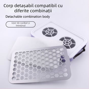 Colector de praf pentru manichiură, ultra-subțire, silențios, cu două roți și aspirație puternică, oțel inoxidabil, 1012 g